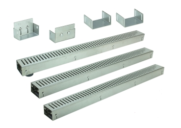 Edelstahlentwässerungsrinnen Bauhöhe 60 bis 80mm, Rost Schlitzdesign SET Typ 3